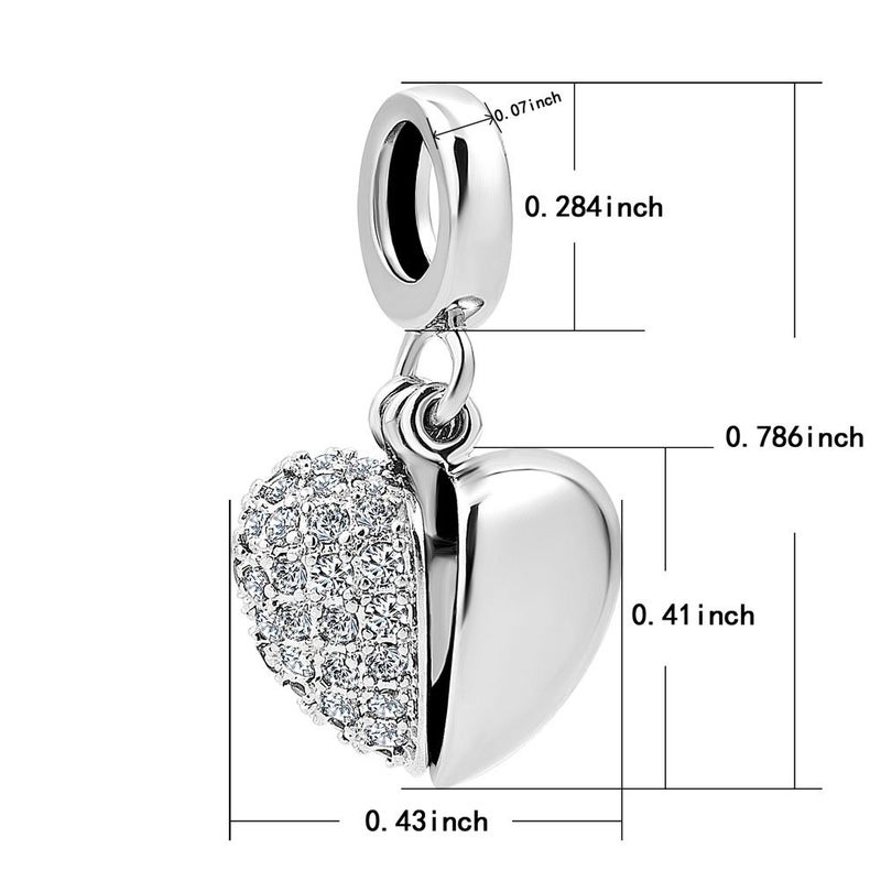 KunBead I Love You Grandma Heart Crystal April Birthstone Dangle Charms for Bracelets for Grandmother Nana - Image 3